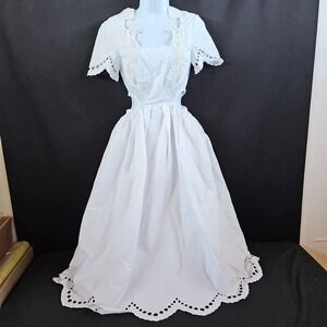 Self-Portrait White Broderie Anglaise Eyelet Midi Dress Size 2 Scallop Bridal